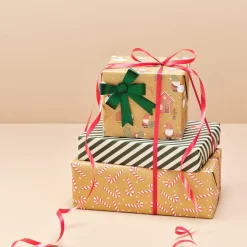 Julpapper kraftpapper julmotiv 70 cm x 6 m, 3-pack