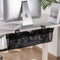 Kabelhållare skrivbord, kabelgömma med klämfäste, svart