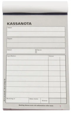 Kassanota A6 med kopia