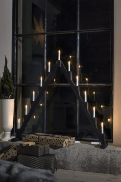 Konstsmide stor adventsljusstake, trä, vikbar, 86 cm