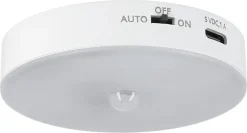 Lampa garderob batteri med sensor, rund, laddbar