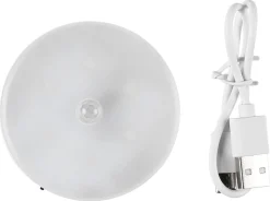 Lampa garderob batteri med sensor, rund, laddbar