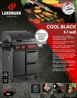 Landmann Cool Black 4.1 MaxX gasolgrill 4 brännare