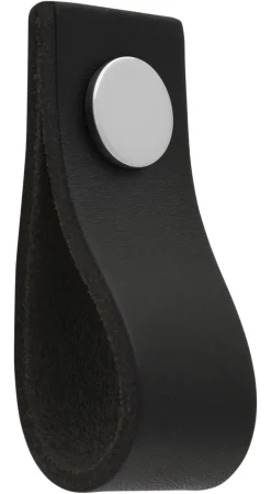 Läderknopp Ari svart, 65 mm