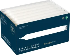Liljeholmens kronljus, vita, 30-pack, 100 procent stearin