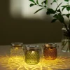 Liten ljuslykta solcell glas hängande, 8 cm
