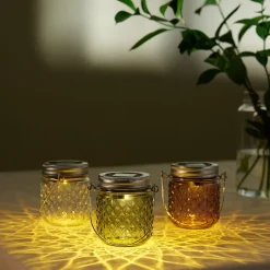 Liten ljuslykta solcell glas hängande, 8 cm