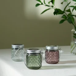 Liten ljuslykta solcell glas hängande, 8 cm