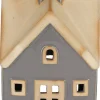 Ljuslykta hus i keramik för värmeljus, grå