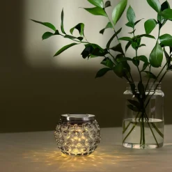Ljuslykta solcell glas, liten, 11 x 10 cm