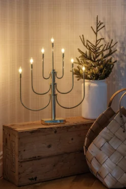 Ljusstake mässing LED 7-armad dimbar 55,5 cm Konstsmide
