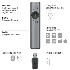 Logitech Spotlight Presentation Remote, trådlös fjärrkontroll