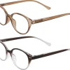 Läsglasögon med blåljusfilter, brun och lila, 2-pack