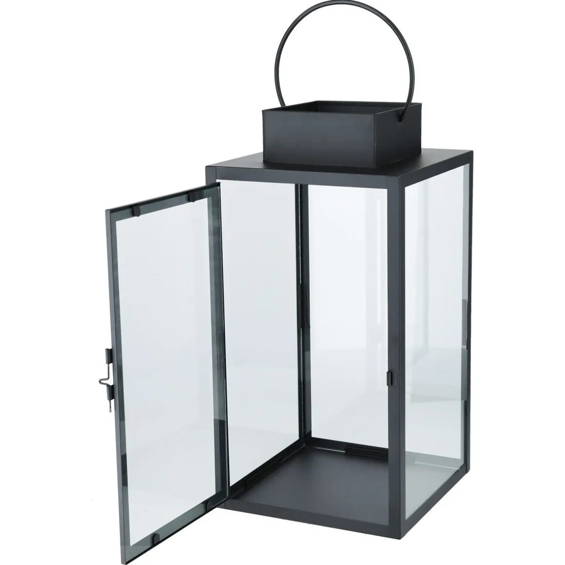 Lykta med handtag svart metall