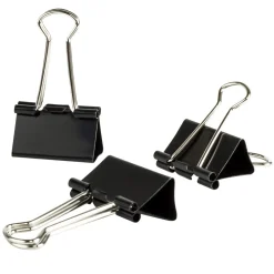 Mellanstora pappersklämmor metall svart 32 mm 24-pack