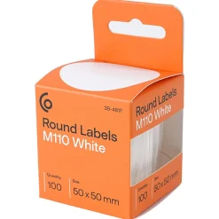 M110-etiketter, runda, vita, 50 mm, 100-pack