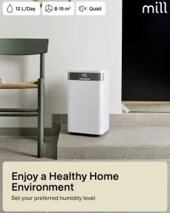 Mill MDH12 liten avfuktare med slang, 8-15 m2