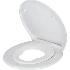 Mjukstängande toalettsits, med extra ring för barn