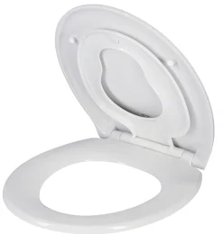 Mjukstängande toalettsits, med extra ring för barn