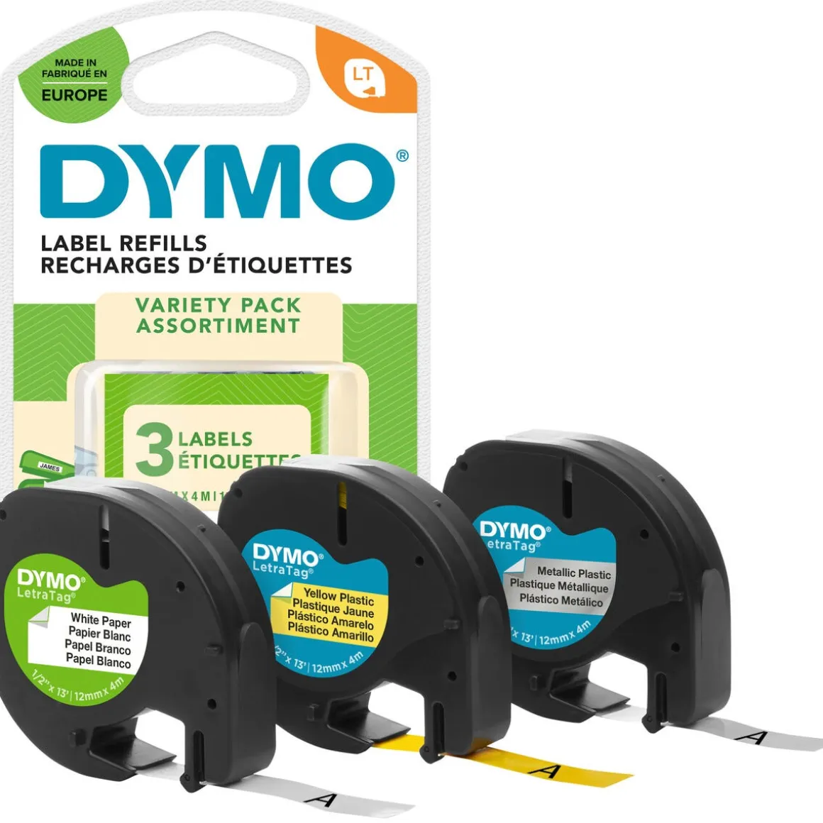 Märkband Dymo LetraTag 3-pack