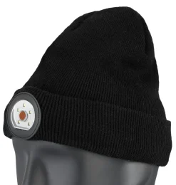 Mössa med lampa, LED, svart