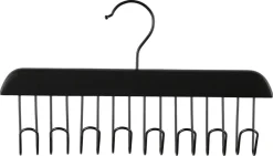 Multihängare, galge med 8 krokar, svart, 28 cm