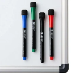 Naga whiteboardpennor magnet och sudd, 4-pack