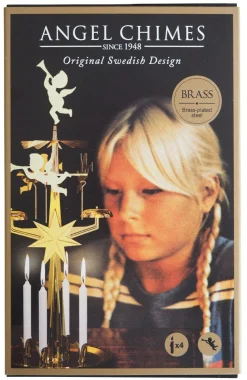Änglaspel, mässing, med 4 ljus