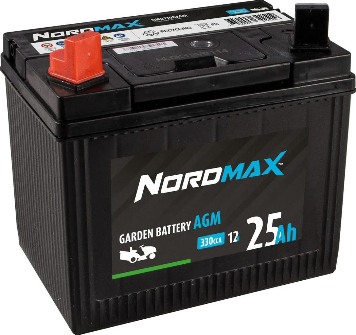 Nordmax Garden AGM-batteri 12 V, 25 Ah, polställning 1