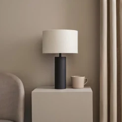 Northlight Edvin bordslampa med linneskärm, 40,5 cm