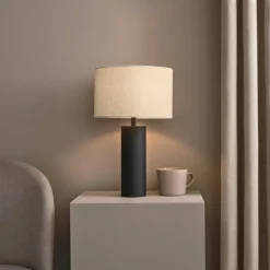 Northlight Edvin bordslampa med linneskärm, 40,5 cm