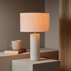 Northlight Edvin bordslampa med linneskärm, 40,5 cm