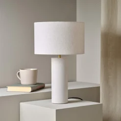 Northlight Edvin bordslampa med linneskärm, 40,5 cm