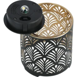 Northlight solcellslykta metall svart/guld, 10 cm