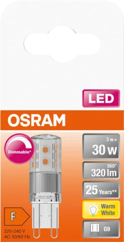 Osram G9 LED dimbar stiftlampa PIN 30 3 W, varmvit