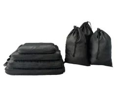 Packkuber och skopåsar reseförvaring, svarta, 7-pack