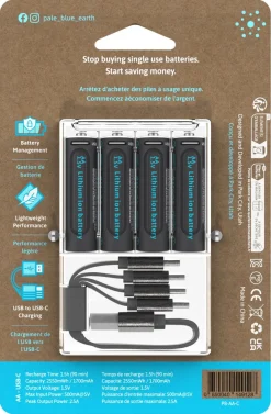 Pale Blue AA laddningsbara batterier USB-C, 4-pack