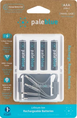 Pale Blue AAA laddningsbara batterier USB-C, 4-pack