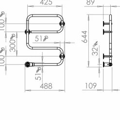 Pax TR65 elektrisk handdukstork, krom