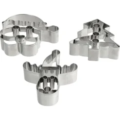 Pepparkaksformar, tomte, gran och julren, 3-pack