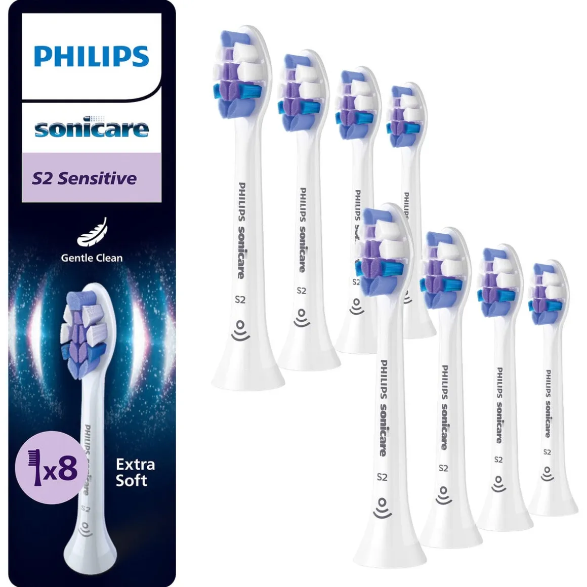 Philips Sonicare S2 Sensitive borsthuvud, 8-pack