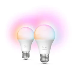 Philips Hue Essential E27 LED 8 W, vitt och färgat ljus, 2-pack