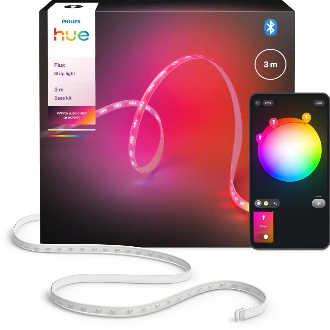 Philips Hue Flux LED-list vitt och färgat ljus, 3 meter