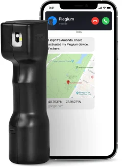 Plegium Smart försvarsspray med personlarm och app 5-i-1