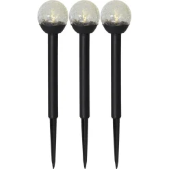 Pollare solcell svart glas, Star Trading Roma, 3-pack