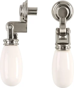 Porslinsknopp vit/matt krom, 2-pack