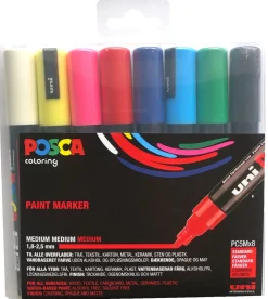 Posca pennor set PC-5M basfärger, 8-pack, 1,8-2,5 mm