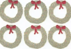 Presentetiketter julmotiv krans 6-pack