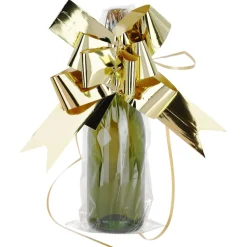 Presentförpackning flaska guld med rosett, 2-pack