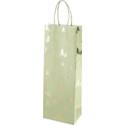 Presentpåse flaska jul grön guld 13 x 8,2 x 35,9 cm